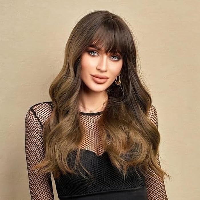 DILLARDS Long Wavy Wig Heat Resistant Natural Looking Wig With Bangs - Image 3
